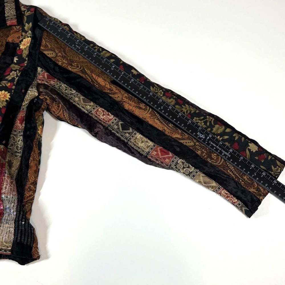 Velour Patchwork Jacket Artsy Eclectic Funky Sequ… - image 12